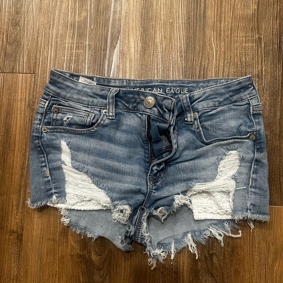 American Eagle Outfitters Distressed Blue Jean Shorts - Picture 1 of 4